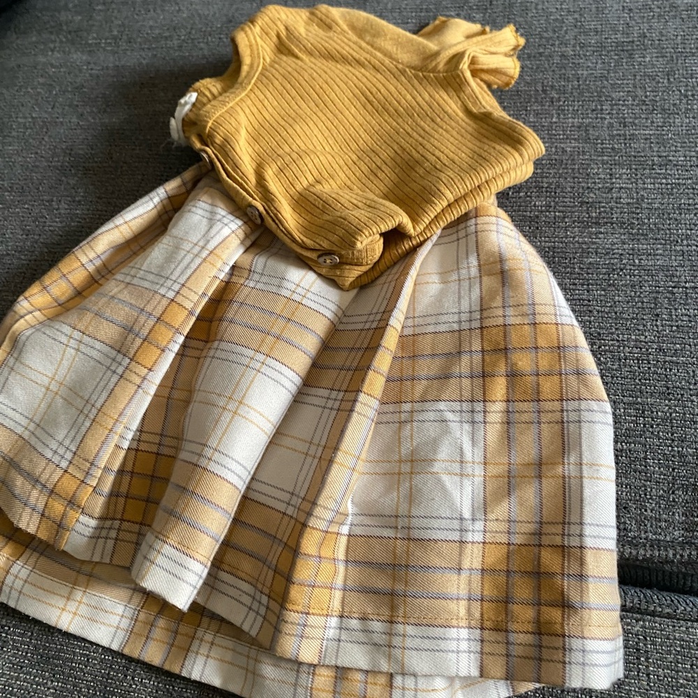 Yellow Plaid Baby Dress with Bodysuit